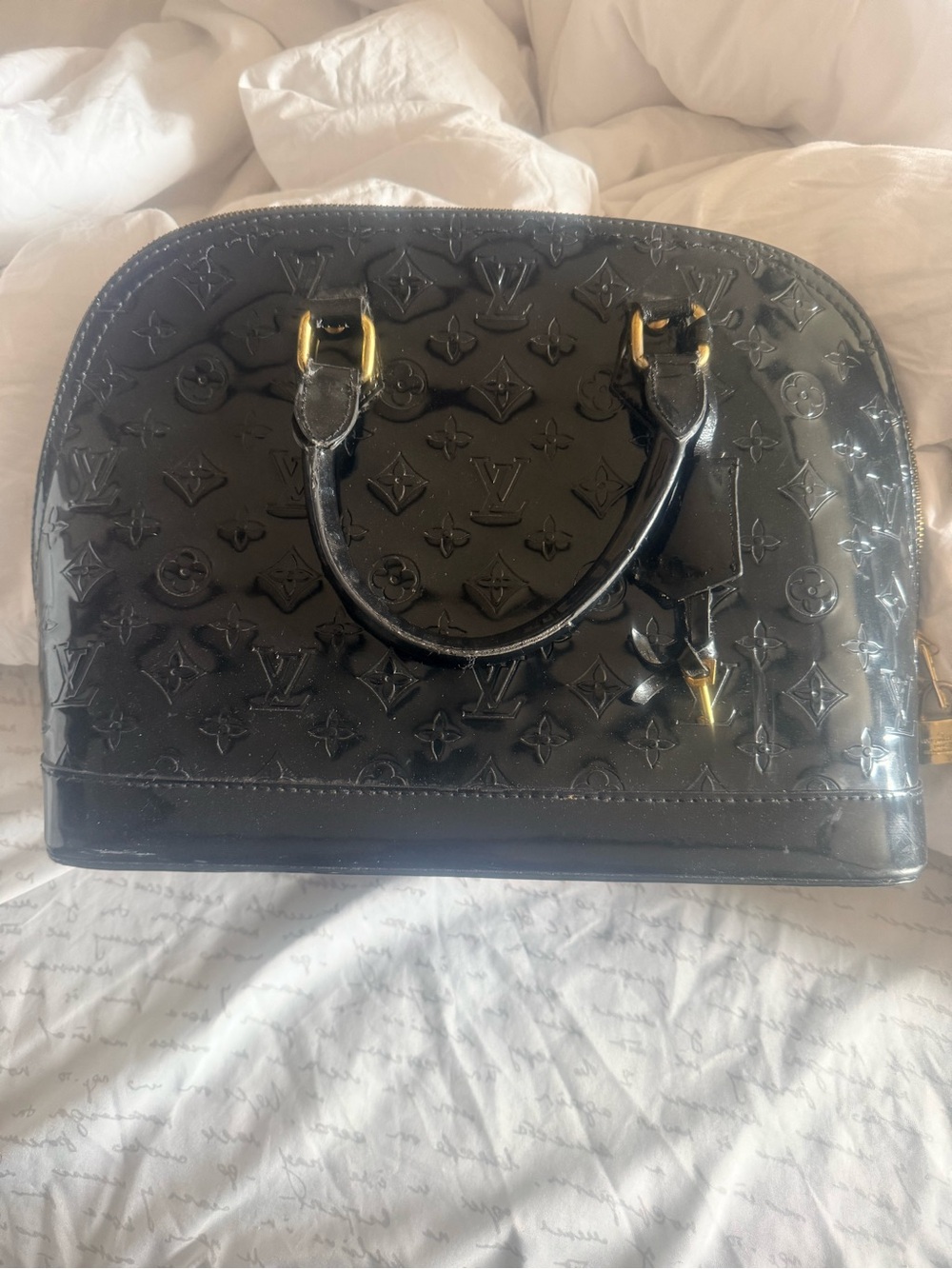 Louis Vuitton Black Vernis Alma Satchel with Gold Hardware READ PLEASE NO RETURN